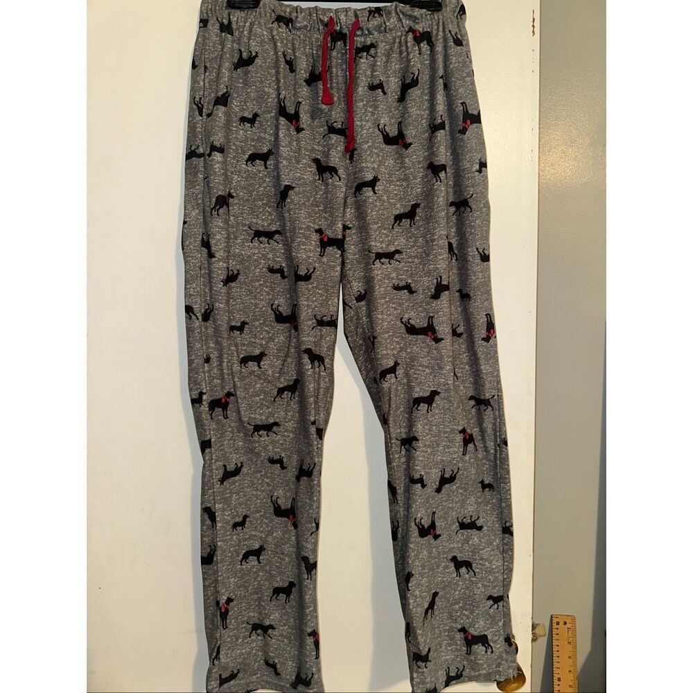 Cuddl Duds Women’s Pajama Set grey black lab Dog Print Long Sleeve Top & lounge - Picture 4 of 6